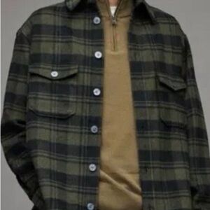 All Saints Men's Olive Check Shirt Jacket